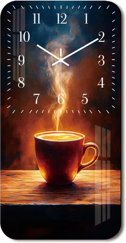 Vista 8 de Reloj de pared de taza de café para cocina, reloj de pared rectangular de madera, funciona con pilas, 12 pulgadas, relojes rústicos vintage