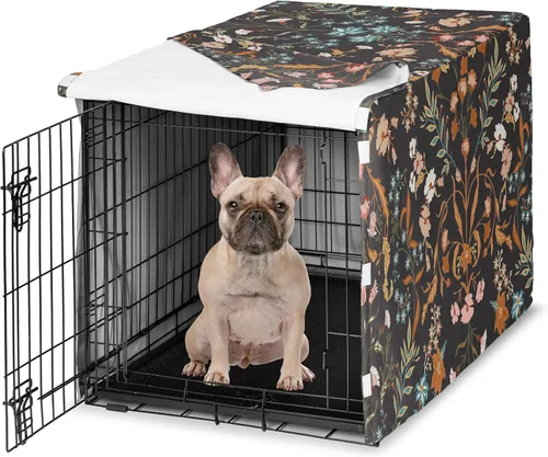 Vista 29 de Sweet Jojo Designs Funda para Jaula de Perro Mediano de 36 Pulgadas (Floral Bohemio) para Jaulas de Mascotas para Niñas, Fundas para Perreras Óxido