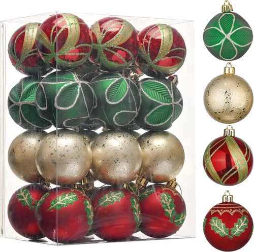 Vista 7 de Valery Madelyn Juego de adornos de Navidad de 24 quilates para decoración Redwhite