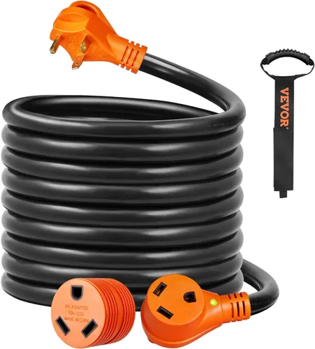 Vista 15 de VEVOR Cable de extensión de 50 amperios para RV, de 15 pies, cable de alimentación para RV resistente STW de calibre 6/3+8/1, enchufe macho NEMA