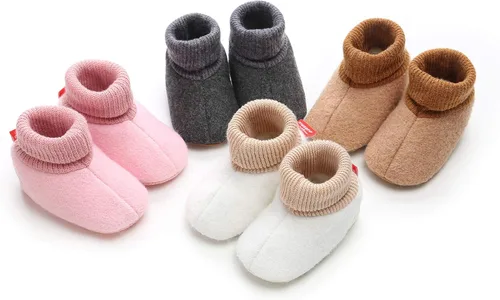 Vista 6 de BENHERO Botines de forro polar para bebés y niñas, para invierno, recién nacidos, antideslizantes, suela suave, calcetines de invierno, zapatos