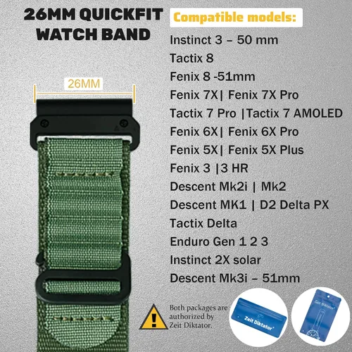 Vista 2 de Correas de reloj Quickfit de 1.024 in compatibles con Garmin Fenix 8 2.008 in 7x 6x Pro Tactix 7 Pro 5x Plus Enduro 3 2, Alpine Loop correas