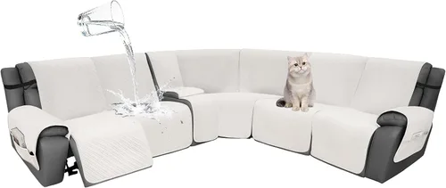 Vista 95 de Fundas de terciopelo 10% impermeables para sofá modular reclinable en forma de L, 1 pieza, fundas acolchadas para sofá reclinable esquinero, juego