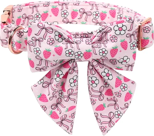 Vista 13 de Collar para perro con corbatín de Lionet Paws, Collar de corbatín de verano para perro, Collar para perro ajustable y cómodo, regalo para cachorro