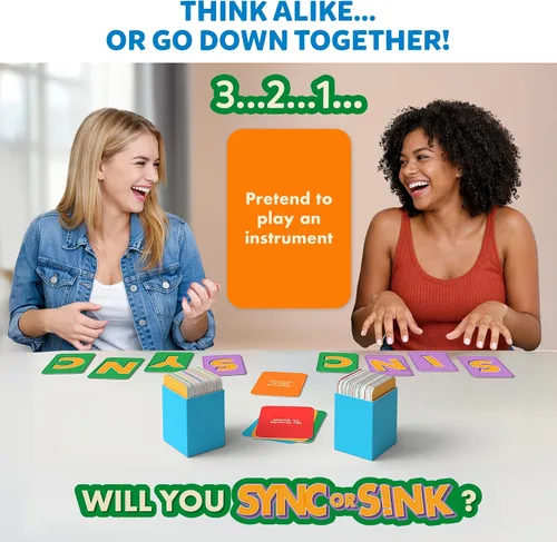 Vista 2 de Sincronizar o hundir: divertido juego de cartas familiar para niños, adolescentes y adultos, desafío de pareja de ritmo rápido, divertido favorito