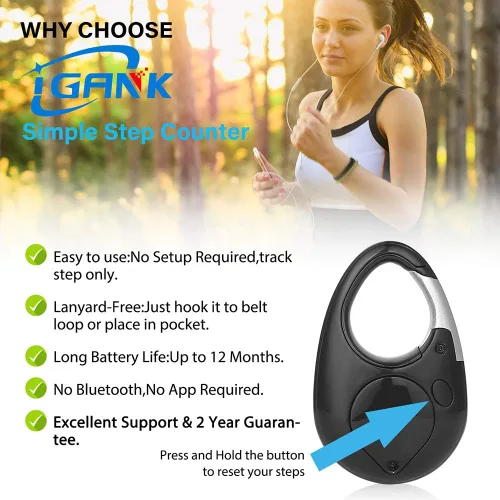 Vista 3 de Podómetro simple para caminar, contador de pasos 3D para hombres, mujeres y niños