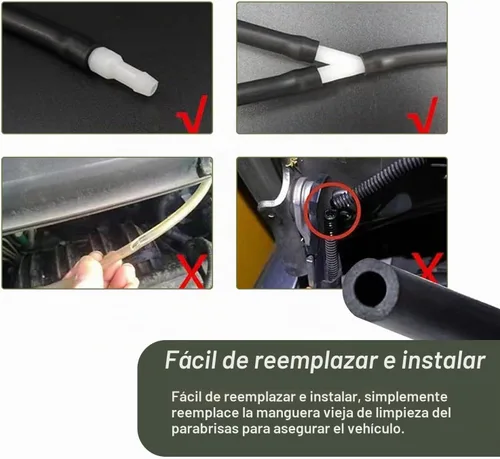 Vista 4 de Kit de manguera de limpiaparabrisas, manguera de líquido limpiaparabrisas de 4 metros con 12 piezas de conectores, conecta la bomba de agua