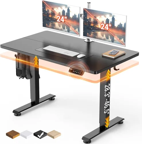 Vista 11 de Veken Escritorio eléctrico grande de pie de 47.2 pulgadas, mesa de juegos Blanco