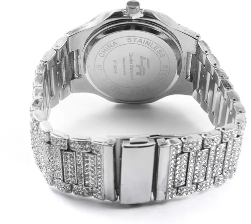 Vista 4 de Charles Raymond Bling Bling Bling Hip Hop Iced Out Watches Nauti Designer Look Full Shiny Diamond Reloj, esfera y pulsera 8967ST10266, 8967ST10266