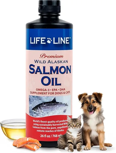 Vista 10 de Life Line - Aceite de salmón salvaje de Alaska para perros y gatos Suplemento de aceite de pescado omega-3 para la salud de la piel, pelaje