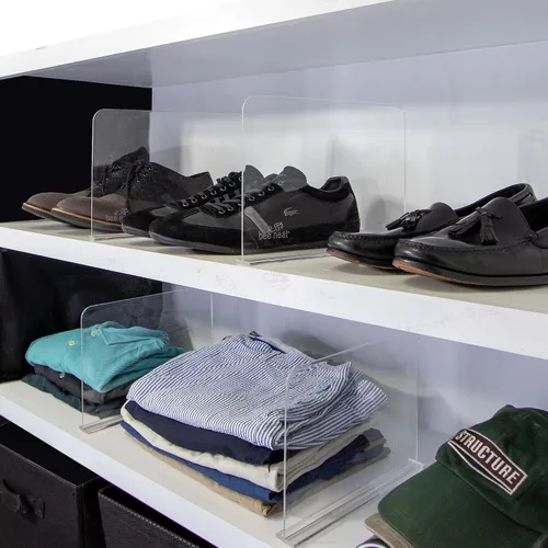 Vista 9 de Bee Neat Organización de armario con separadores de estantes acrílicos transparentes, organizador de estantes de armario para ropa, toallas