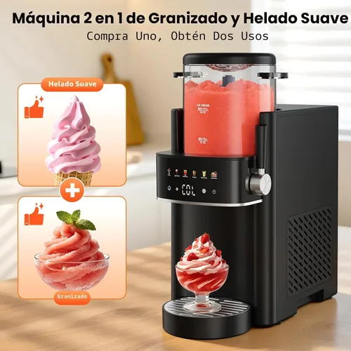 Vista 2 de Máquina para granizar, máquina de helados, máquina de granizado para el hogar y las familias, no necesita hielo con enfriamiento rápido y control