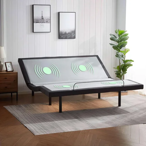 Vista 10 de Nestl Marco de Cama Ajustable, Marco de Cama de Masaje Ajustable de Espacio Cero, Base de Cama Ajustable con Masaje de Cabeza y Pies, Control Remoto