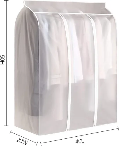 Vista 7 de 2 fundas para perchero de 50 pulgadas, a prueba de polvo, impermeables, para colgar ropa, bolsa de almacenamiento de ropa con cremallera