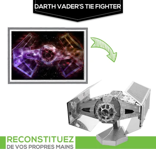 Vista 2 de Fascinations Metal Earth Star Wars OT Darth Vader Tie Fighter 3D Kit de modelo de metal