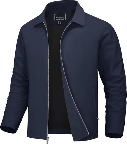 Vista 12 de MAGNIVIT Chaquetas ligeras para hombre, cortavientos ligeros, con cremallera completa, elegante, abrigo de golf, negocios, trabajo, vestido casual