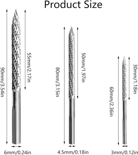 Vista 2 de Juego de brocas de carburo y escariador para reparación de neumáticos (paquete de 3) - 3 tamaños (3mm/4.5mm/6mm) para reparación de pinchazos