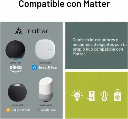 Vista 6 de Legrand Radiant® Enchufe inteligente Wi-Fi Matter requiere Hub Matter 15A, configuración fácil, compatibilidad mejorada con Apple HomeKit, Google
