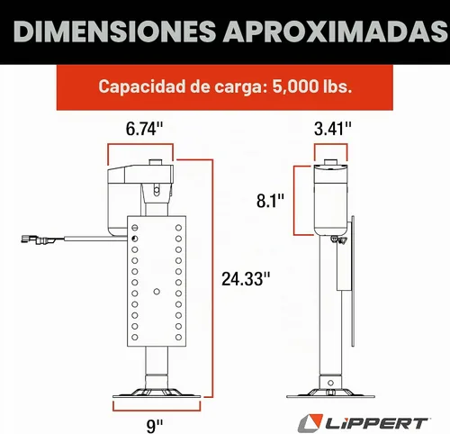 Vista 2 de Lippert Ground Control 3.0 Sistema Automático de Nivelación de Quinta Rueda para RV con Gato de Efecto Hall Trasero para Reemplazo de Pata Derecha