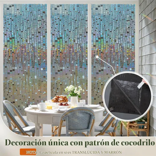 Vista 3 de Película de privacidad para ventana, películas de vidrio manchado para ventana 3D arco iris decorativas, adhesivo estático, tinte de ventana Arco