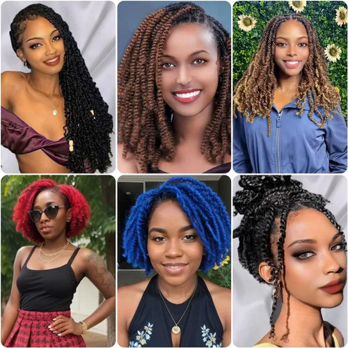 Vista 7 de Cabello para trenzar de 10 pulgadas para locs suaves sintéticos, trenzas de ganchillo Passion Spring Cuban Twist Hair Butterfly Loc Marley Twist