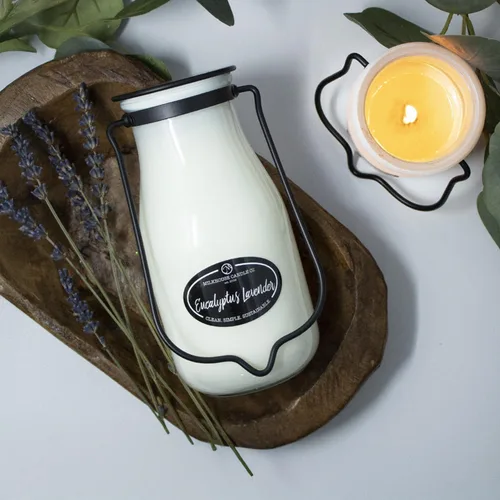 Vista 6 de Milkhouse Candle Company, Creamery Glow Collection Vela de soja perfumada: Milkbottle Candle, Eucalyptus Lavender, 14 onzas Clean-Burning, Soy