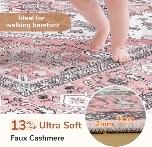 Vista 57 de OPPODREAM Alfombras suaves, pequeñas y lavables con parte trasera antideslizante, alfombra de cachemira sintética de pelo bajo, 2 x 3 pies, azul
