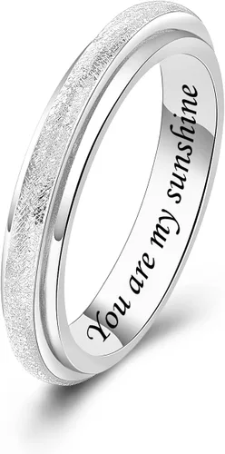 Vista 30 de Sterling Silver Spinner Fidget Ring Anti Anxiety Worry Relieving Boredom ADHD Autism Band Ring for Women Men