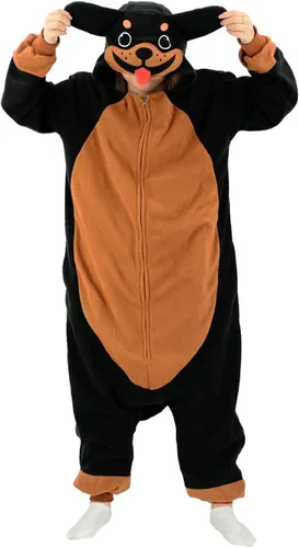 Vista 2 de XIGUAGUO Pijama de perro Rotttweiler para adultos disfraz de animal ropa de dormir para hombres mujeres niñas niños y adolescentes