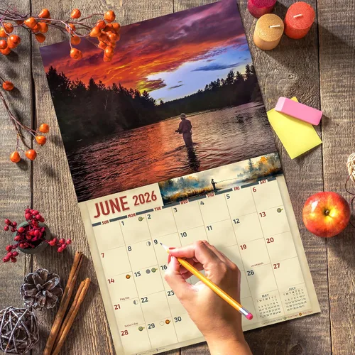 Vista 5 de The KING Company - Calendario de pared de pesca con mosca 2026, tamaño XL, 14 x 22 pulgadas, calendario de pesca por The KING Company-Monster