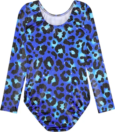 Vista 123 de HOZIY - Leotardos de manga larga para niñas, de gimnasia, para niños pequeños, trajes florales de unicornio, galaxia, arco iris, patrón de rayas