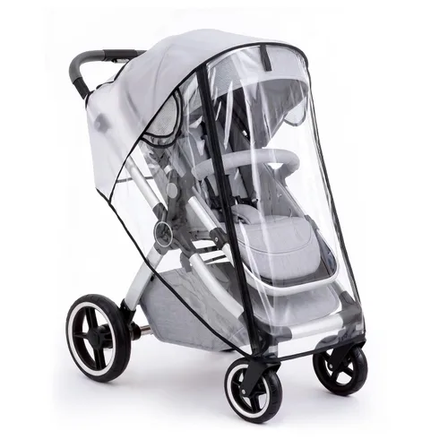 Vista 10 de Clear Stroller Rain Cover, Universal Fit, Side Ventilation, Gray
