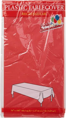 Vista 12 de Party Dimensions Rectangular de plástico de 54 x 108 pulgadas Gingham rojo 1 funda de mesa, 54 x 108 pulgadas