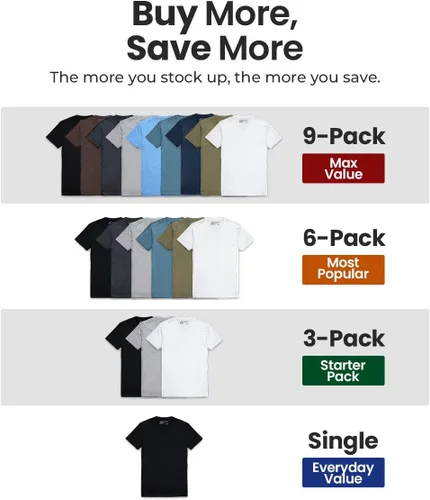 Vista 6 de Men's V-Neck T-Shirt Fitted Short Sleeve Soft Cotton Vneck Tees S-2XL Negro