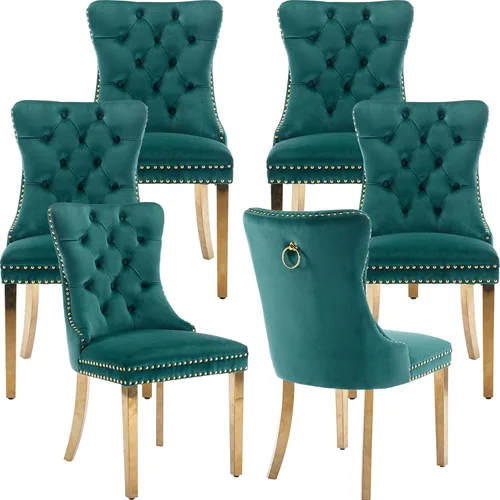 Vista 14 de Juego de 2 Sillas de Comedor Modernas de Mediados de Siglo, Tapizadas en Terciopelo Beige con Respaldo Acolchado, Sillas de Cocina y Comedor, Patas