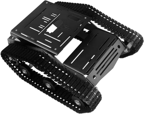 Vista 2 de Kit de chasis de coche robot inteligente, chasis de tanque grande de metal completo con motores de 2WD para Arduino Raspberry Pi Jetson Python DIY