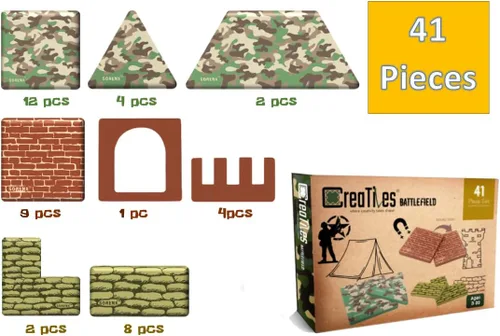 Vista 10 de Bloques de Construcción de Azulejos Magnéticos con Base de Campo de Batalla Militar - Juego con Temática de Guerra del Ejército para Construcción