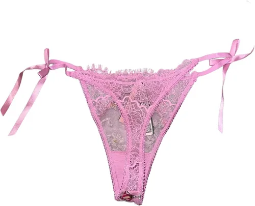 Vista 2 de Victoria's Secret Floral Bordado Lateral Tanga Tanga Panty Color Lila Nuevo