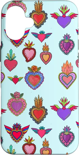 Vista 23 de Latinas Milagros Tin Hearts Phone Case Gift Watercolor Case for iPhone 17
