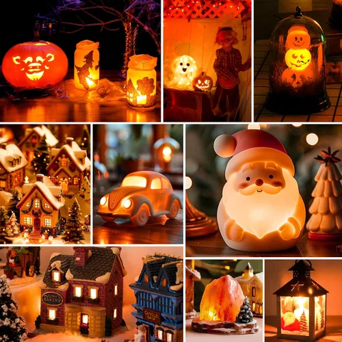 Vista 8 de Cable accesorio con una bombilla LED, cable de 6 pies con interruptor de encendido/apagado para calabaza de Halloween, proyectos de manualidades