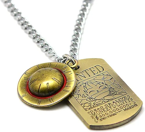 Vista 4 de Collar y llavero de anime, sombrero de paja Jolly Roger, pulsera de joyería de anime Luffy para cosplay, llavero japonés de anime para amantes