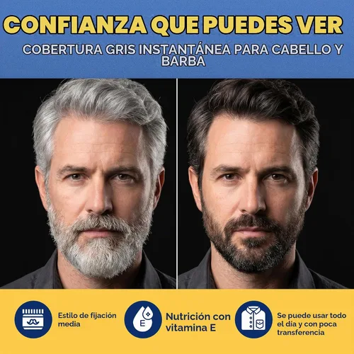 Vista 3 de MENFIRST Pomada para el cabello y la barba para hombres - Cobertura gris Dark Shades