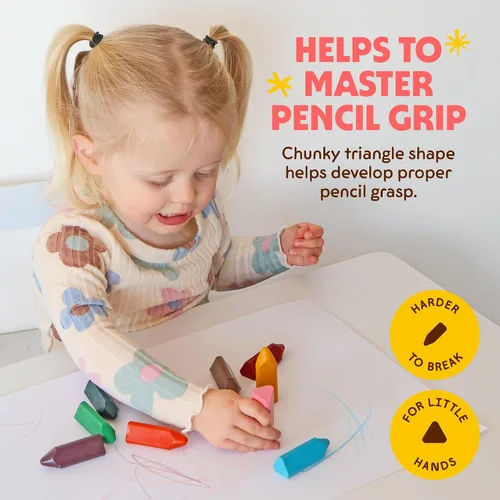 Vista 3 de Honeysticks - Ceras triangulares (paquete de 10) - 100% cera de abejas pura, colores de grado alimenticio, ceras no tóxicas para bebés, niños