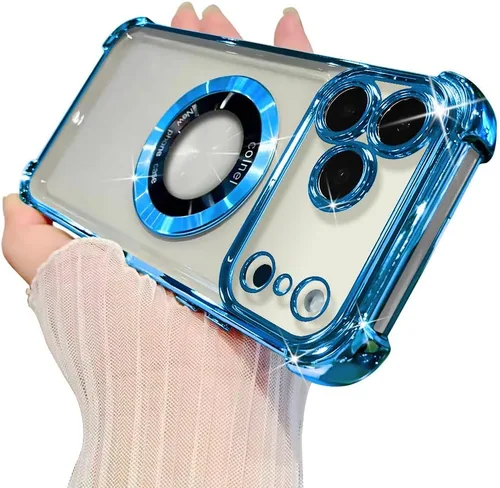 Vista 59 de Funda magnética transparente para iPhone 11, funda de lujo con cuatro esquinas brillantes, protección a prueba de golpes de grado militar