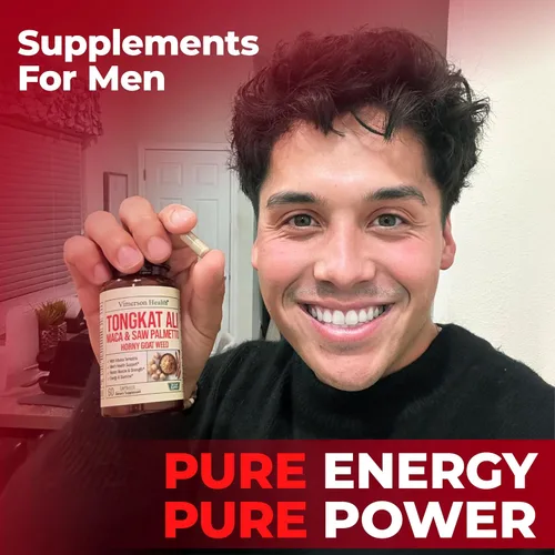 Vista 6 de HornyGoatWeed para hombres (1000 mg por porción), suplemento potenciador masculino con raíz de maca, Tongkat Ali, Saw Palmetto, Panax Ginseng