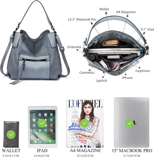 Vista 6 de Realer Hobo - Bolsos para carteras para mujer, bandolera grande con borla.