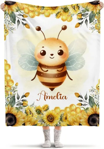 Vista 33 de Manta de franela ligera de abeja, regalos para niñas y mujeres en todas las estaciones, manta para cama, sofá, 30 x 40 pulgadas, para bebé/mascotas