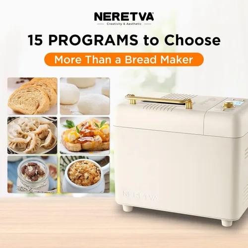 Vista 7 de Neretva Máquina para hacer pan, máquina para hacer pan 15 en 1 de 2.2 libras, máquina para hacer pan con doble calentador con dispensador automático