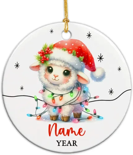 Vista 10 de Adornos de Navidad personalizados de vaca para niños, adornos personalizados de la primera Navidad del bebé de vaca para recién nacido, adorno
