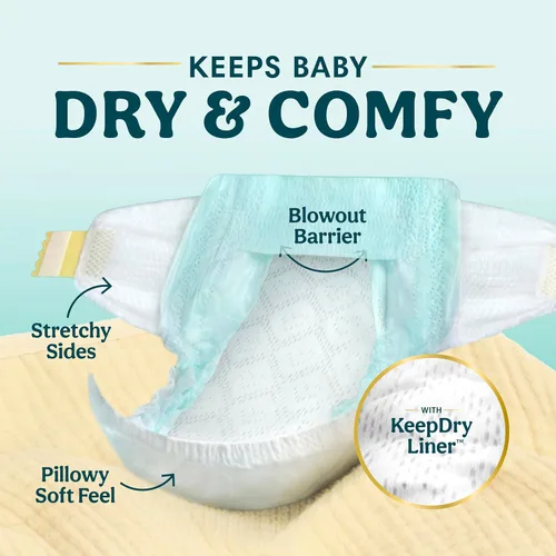 Vista 5 de Pampers Swaddlers - Pañales desechables para bebé, talla 1, 198 unidades con toallitas sensibles a base de agua, 12 paquetes abatibles
